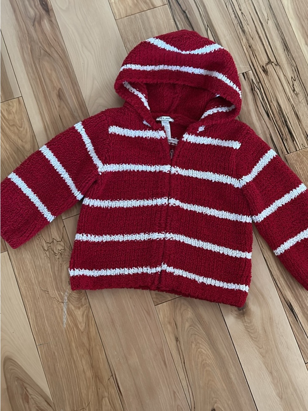 24M Marc & Janie Red & White Hooded Cozy Knit Zip Sweater Jacket